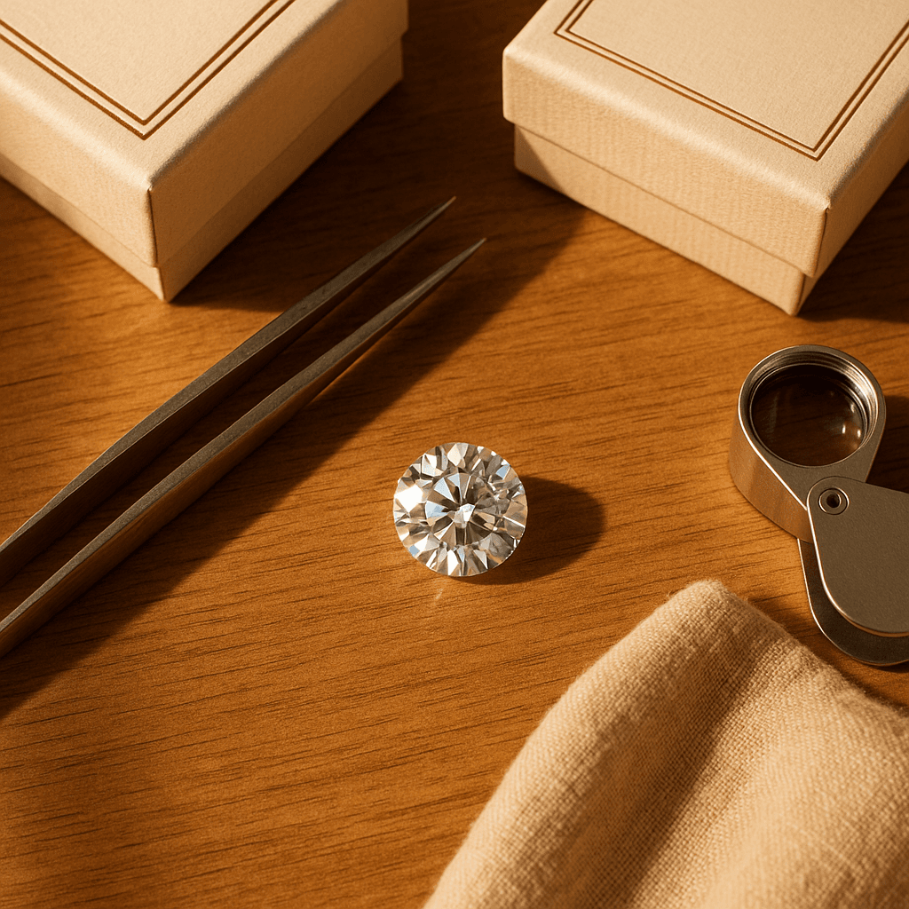 Artisan desk with jewelry materials